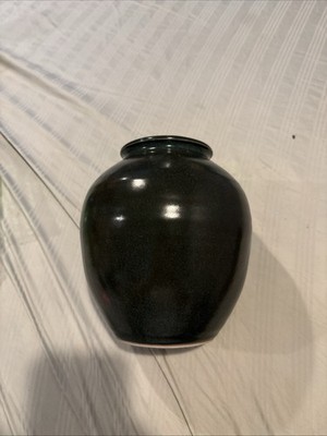 Bruning pottery Vase Dark Green 7  Seattle WA