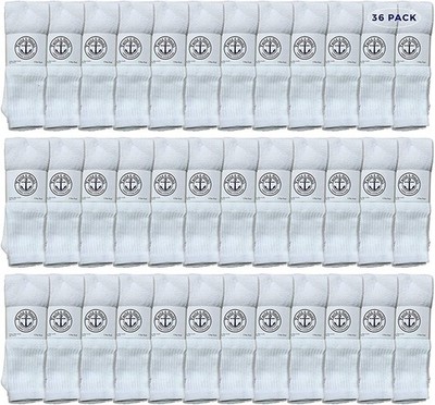 36 Pairs Of Yacht & Smith Men's Long Cotton Sport Tube Socks, Size 10-13
