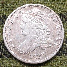 1835 Capped Bust Silver Dime, United States of America Silver 10-Cent Coin, USA