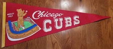 Vintage 1950's Chicago Cubs / Wrigley Field Felt Pennant - Beautiful Colors