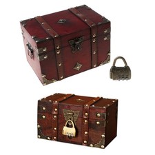 Vintage Wooden Pirate Jewelry Storage Box Gifts for Children