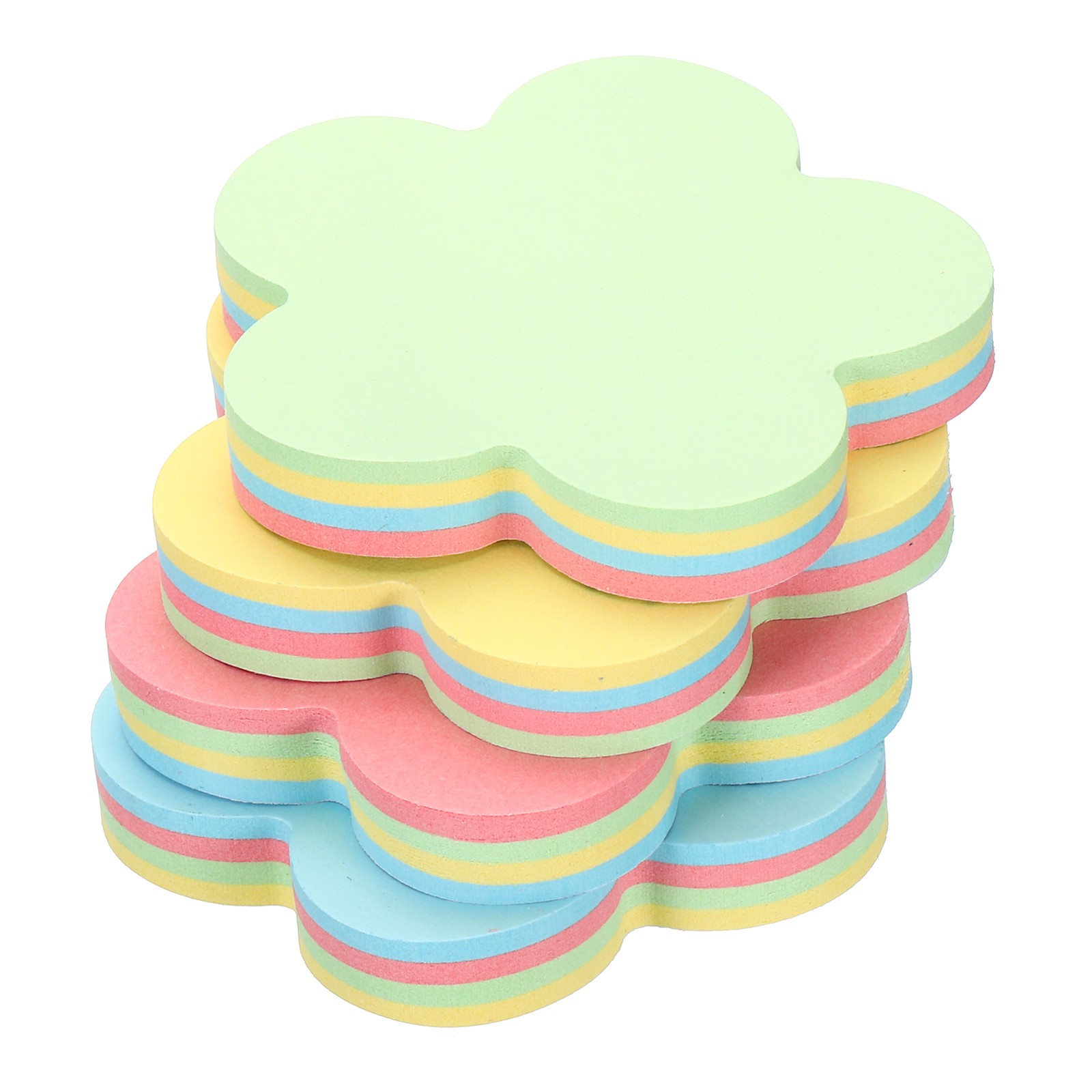 2.7" x 2.7" Flower Shape Sticky Notes 3 Pads Cute Self-Stick 100 Sheets 4 Colors