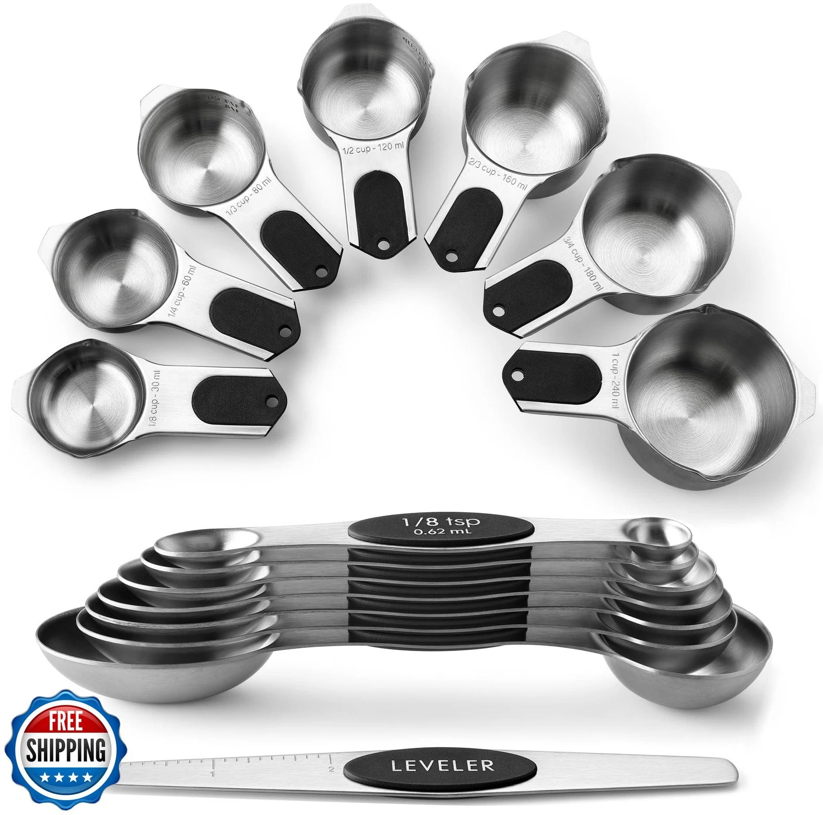 Spring Chef Magnetic Measuring Cups and Spoons Set, Patented, Str
Opens in a new window or tab
