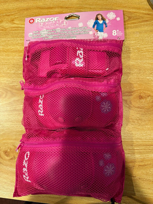 New Razor Sweet Pea Pink Youth Knee/Elbow Pads & Wrist Guards Set Ages 8+
