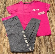 Juicy Couture Pajama Set 2pc Pink Top Gray Pants Foil Logo Size Medium