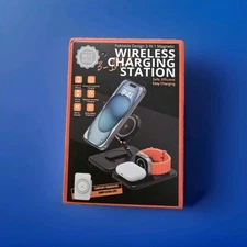  3-In-1 Foldable Wireless Charging Station iPhone, iPods, Watch NIB Portable 