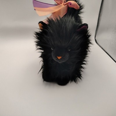 Aurora world Black Cat Long Hair Orange Nose Green eyes Realistic with Bow