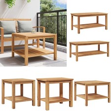 Couchtisch Wohnzimmertisch Beistelltisch Sofatisch mit 1 Regal Teak-Massivholz G