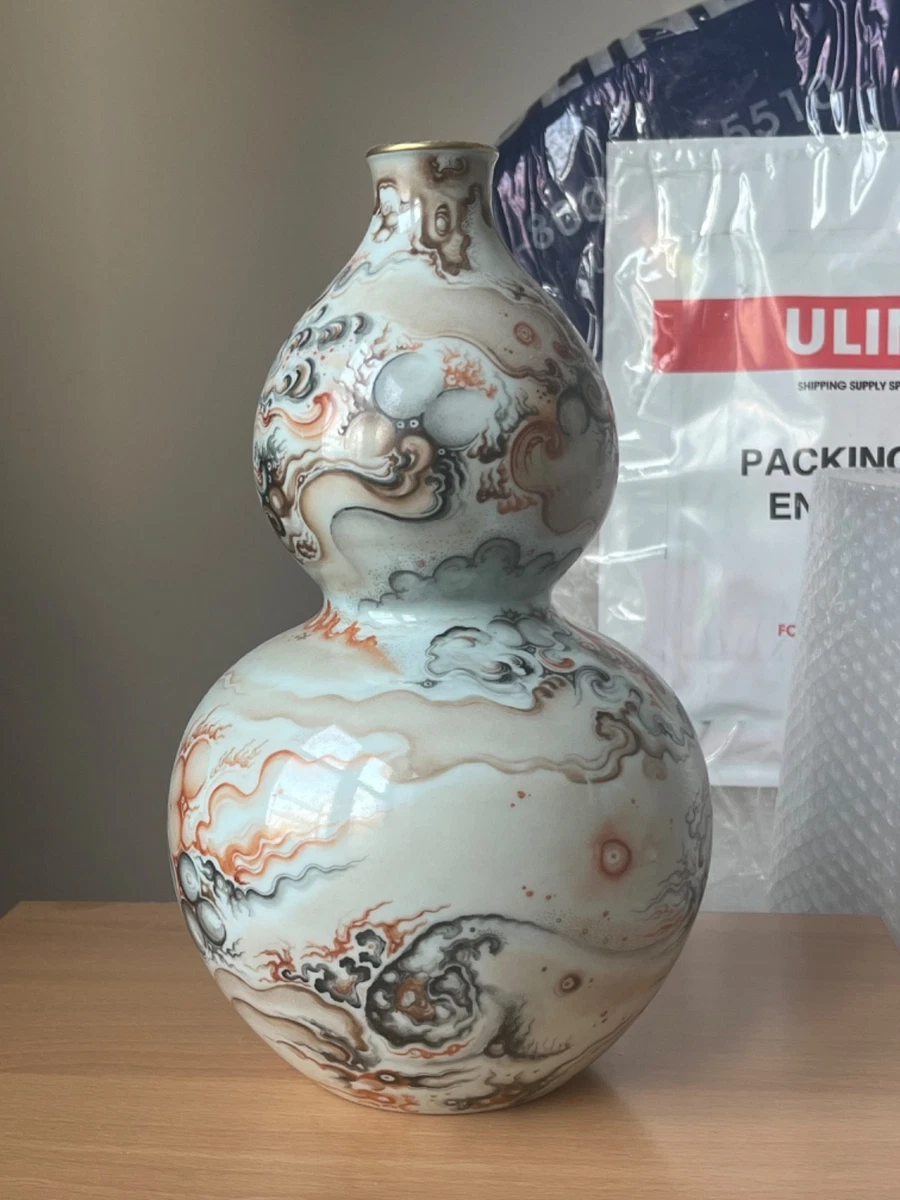 中国古美術・爐鈞釉瓢箪花瓶•【大清乾隆年製】在銘•文房具•清時代 W--32 中国古美術・爐鈞釉瓢箪花瓶•【大清乾隆年製】在銘