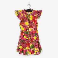 Farm Rio Fruit Dream Ruffle Mini Dress Size M Tropical Vibrant Resort Vacation
