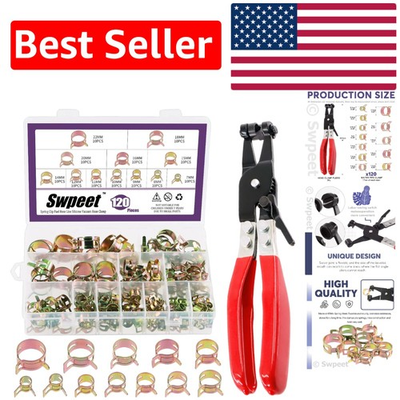 #ad High Quality 121Pcs Spring Band Hose Clamp Set with Swivel Pliers Low Pressure $25.64
