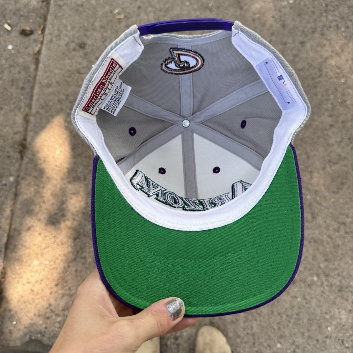 Vintage Arizona Diamondbacks Grey Mens Snapback 90s Y2K American