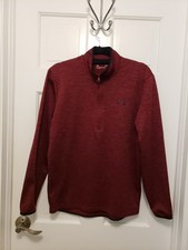 Under Armour 1/4 Zip Fleece Size Small "RED RAISIN" In Color