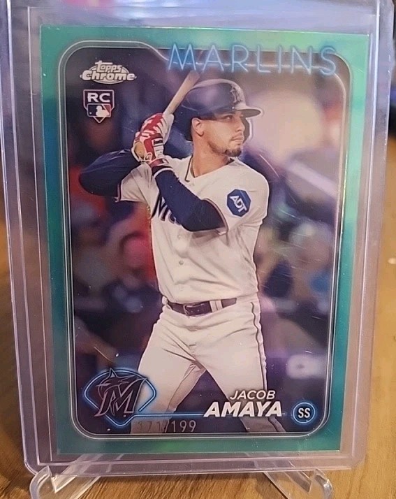 2024 Topps Chrome - Jacob Amaya #92 Aqua Refractor /199 (RC)