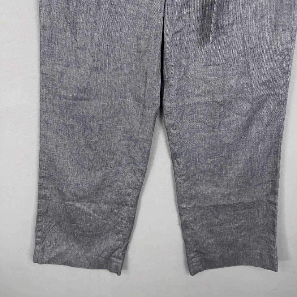 Banana Republic Pants Womens 12 Gray Linen Blend Paperbag Tie Belt Wide Leg - Image 3 of 4
