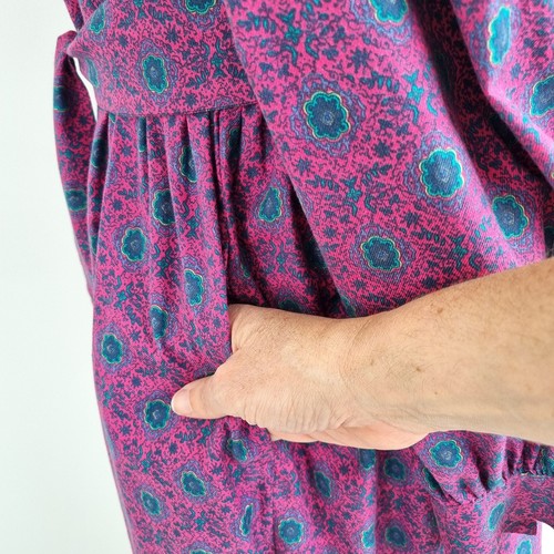 Vintage Laura Ashley Dress Pockets Button Pink Belted 100% Cotton Cottagecore 12 - Picture 6 of 12