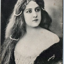 c1900s Russian Actress Portrait PC Long Hair Pearl Headpiece Necklace A345