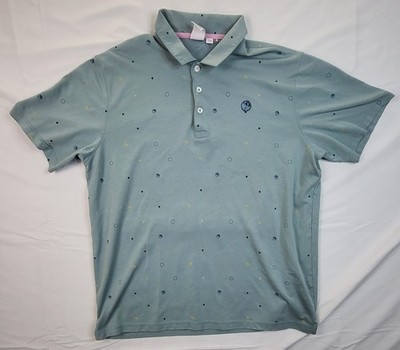 Puma X Arnold Palmer Golf Polo Shirt Mens XL Seafoam Green/Pink Short Sleeve