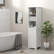 Tall Bathroom Cabinet with Open Shelves, Freestanding Storage Cabinet, White