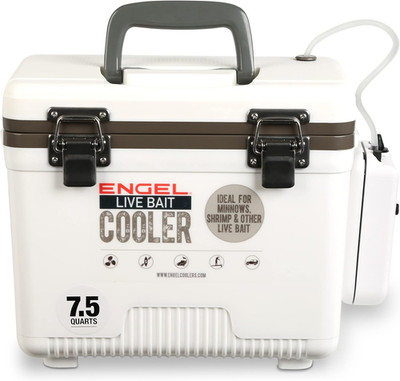 Live Bait Cooler Box with 2Nd Gen 2-Speed Aerator Pump - Portable Fishing Statio