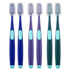 6PK Extra Soft Toothbrushes Adults Ultra Soft Bristles Covers Wide Head Travel