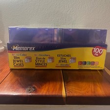 New Sealed Memorex 100-Pack Multi-Color Slim CD/DVD Jewel Cases w/ Paper Inserts