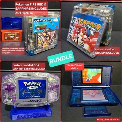 Pokémon FireRed Sapphire BUNDLE AUTHENTIC+New MODDED GBA+SP DS Lite*PLEASE READ