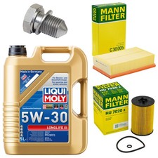 Motoröl Filter Set 5W-30 5 Liter + Ölablassschraube für Audi A3 TT Seat Skoda VW