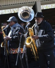 Kevin Harris Roger Lewis of Dirty Dozen Brass Band perform at the - Old Photo 1
