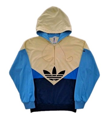 Adidas Colorado 80 Vintage M Hoodie Sweatshirt Made in West Germany Navy Yellow 
