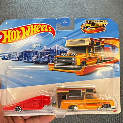 Hot Wheels Track Fleet Chevrolet Silverado Camper 1:64 Diecast Orange Unopened
