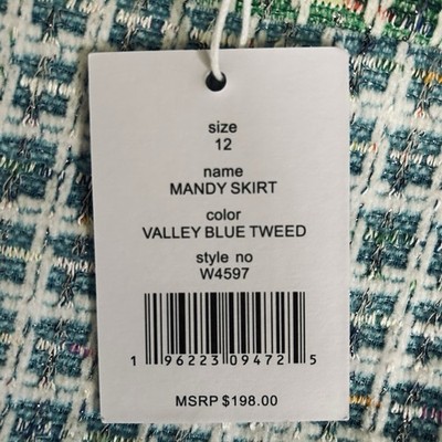 NEW Walter Baker MANDY Skirt Sz 12 Valley Blue Tweed Mini Preppy Gossip Girl Mod