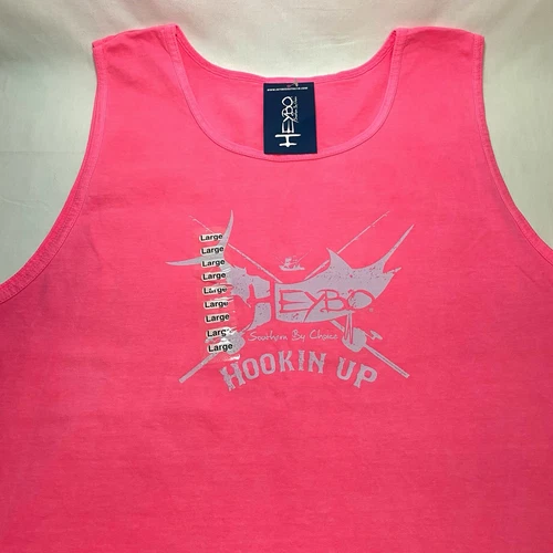 Heybo Tank Top Pink Large Comfort Colors Southern By Choice Hookin Up New w/ Tag - Picture 2 of 4