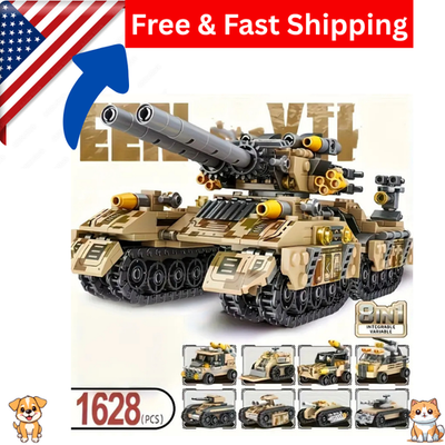 #ad #ad 1628 High Difficulty Military Tank 8 in 1 Assembly Model 430pcs Particle DIY Me $72.59