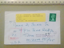 GB Postal History:  Sep 1986 12p Machin underpaid to USA   T 10/22 GLASGOW