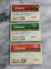 1962-64 Diners Club Credit Card lot Eddie R Poore Fireball Film Roller Derby ww2