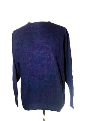 N.Peal of London Navy Blue Long Sleeve 100% Cashmere Sweater Made in Scotland XL