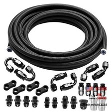 6AN PTFE Fuel Line Kit Nylon Braided PTFE Fuel Hose 20FT With 6AN 20FT Black