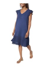 AnyBody Women's Slub Jersey and Gauze Mixed Dress Navy