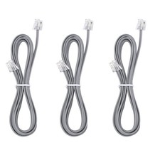 3 PCS Black 3 FT Telephone Landline Extension Cord Standard RJ11 6P4C Plug