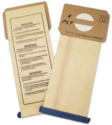 Style U Replacement 4 PLY Vacuum Bags 12 Electrolux Upright Style U Allergy