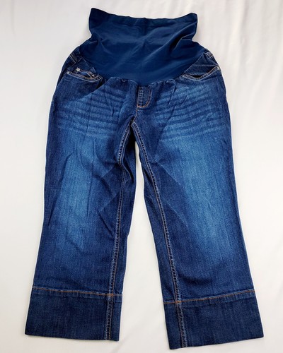 Motherhood Maternity Womens Size Large Capri Jeans Pull On Dark Wash Denim - Picture 2 of 7