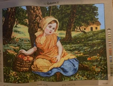 Printed Needlepoint Tapestry  60x80 Cm Apple Picker Canvas Only 10548 Gobelin L