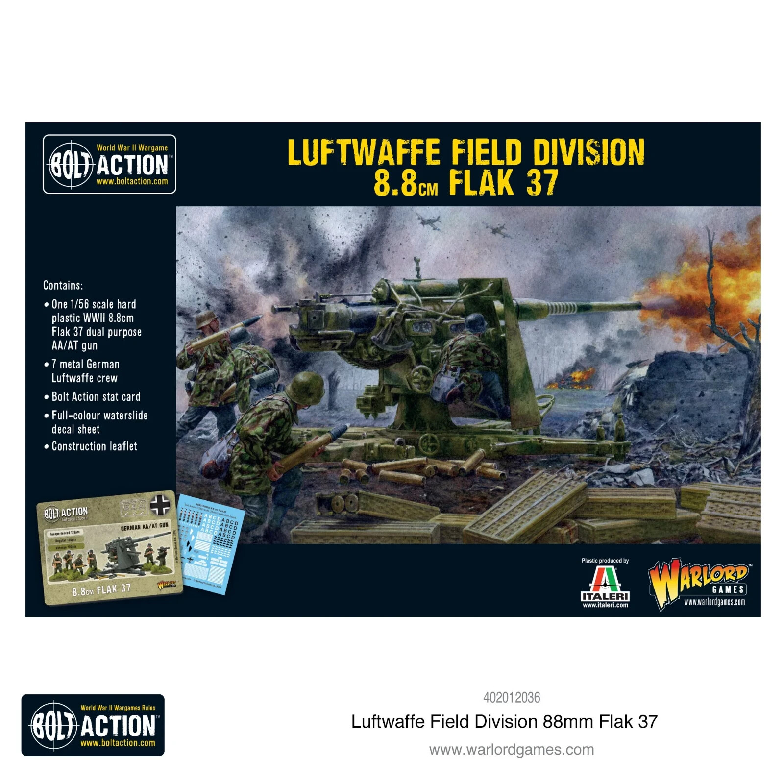 Luftwaffe Field Division 8.8cm Flak 37 - Brand New - Warlord Games Bolt Action