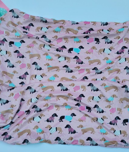 Double Minky Toddler Baby dachshunds Dogs in sweaters blanket set 36x38 - Picture 4 of 7