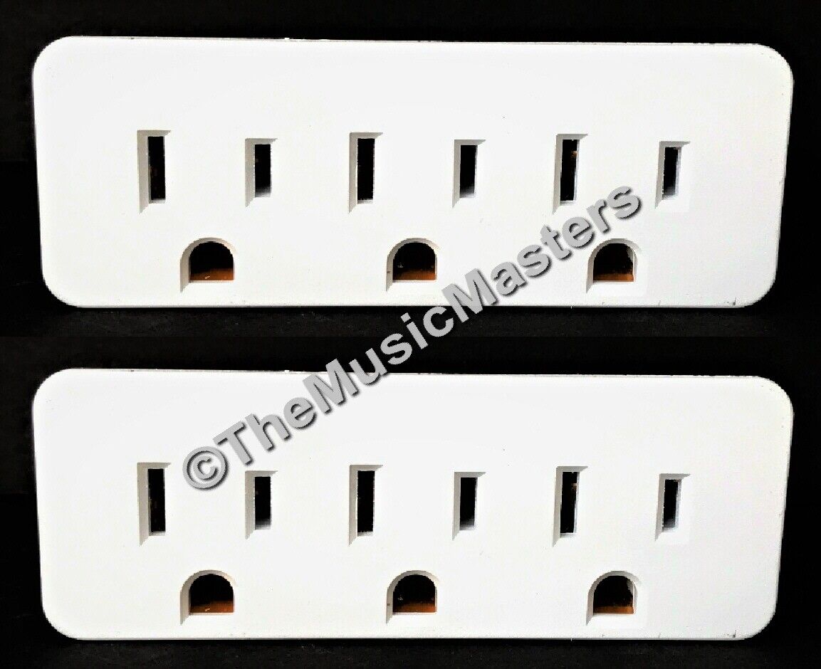 2X Grounded 3 Outlet Triple AC Wall Plug Power Splitter 3-Way Electric Adapter
