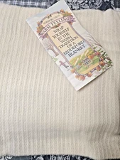 LL Bean Biddeford Mill Blanket Collection Wool Blend USA 80 x 90 Ivory Cream