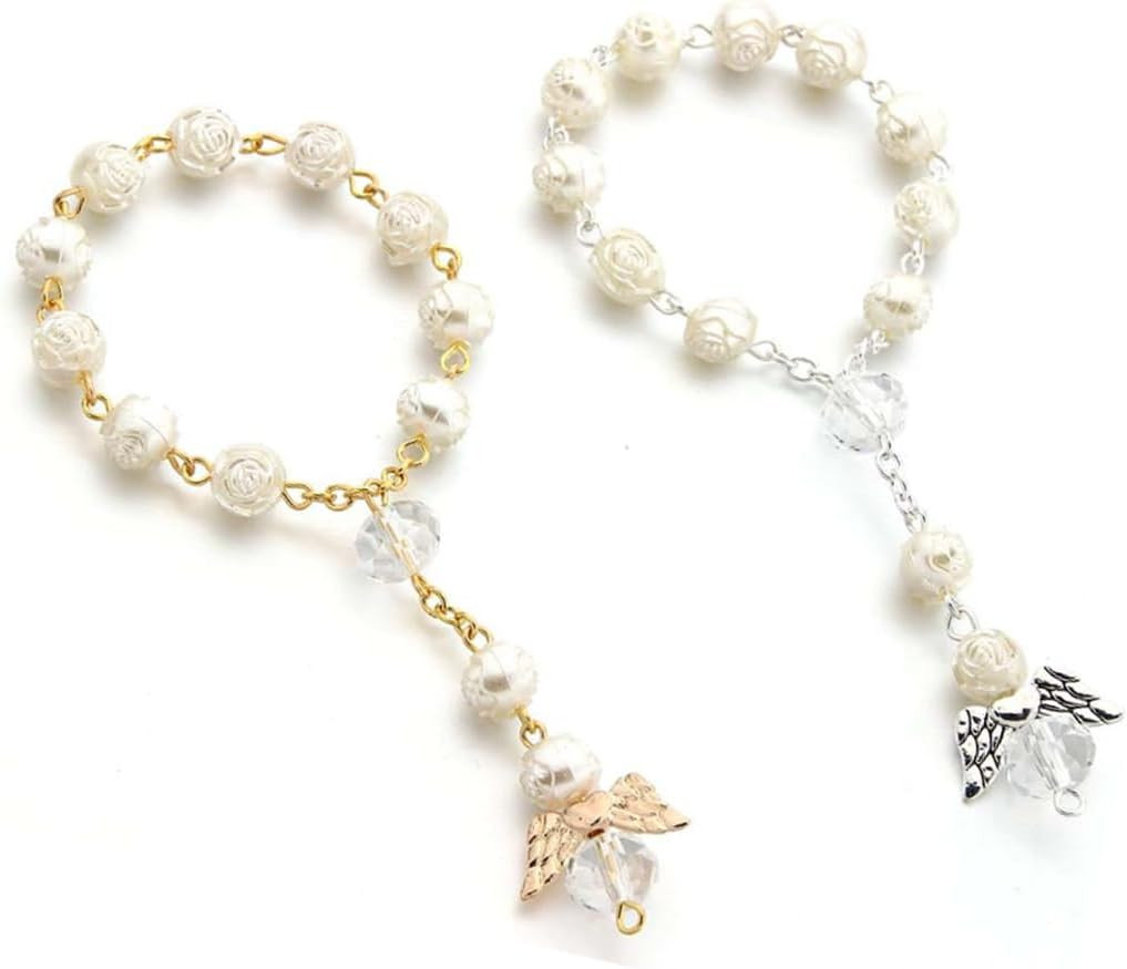 2 pcs Auto Rosenkranz für Rückspiegel,rosenkranz kette,auto rosenkranz,Engelsflü