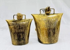 Handmade Brass Finish Hanging Bells for Door Chimes with Jute Rope Shabby Chic D