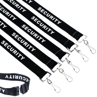 5 Pack SECURITY Guard Lanyards with Hook for ID Badge & Keys - Breakaway Clasp